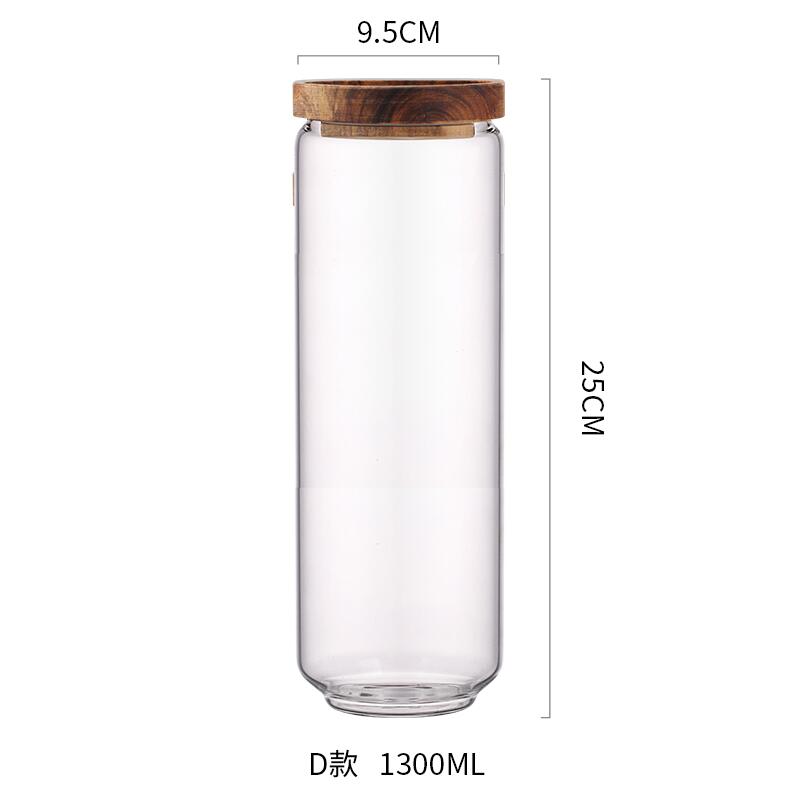 Xykit glas mad opbevaring flaske gummi dæksel forseglet korn nødder tank kan køkken sortering mad opbevaring boks container: 1300ml