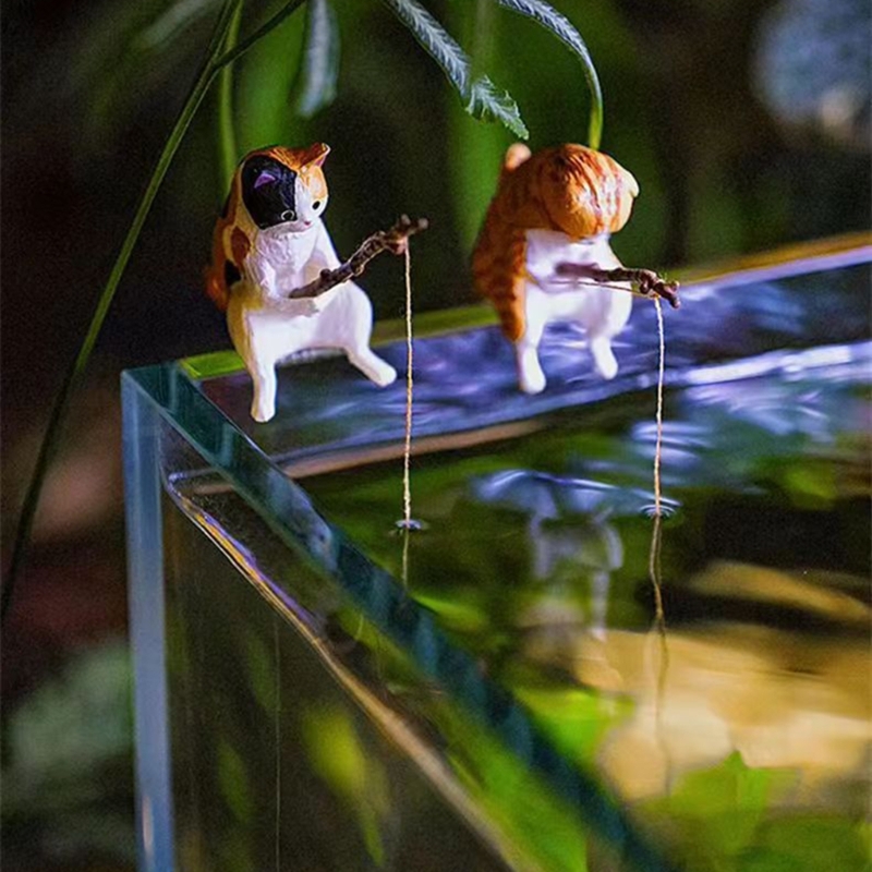 Vissen Kat Ornamenten Aquarium Landschapsarchitectuur Aquarium Decoratie Mini Kat Standbeeld Aquarium Accessoires Huishoudelijke Benodigdheden