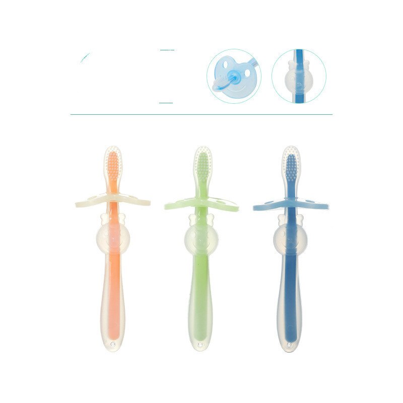 Brosse à dents en Gel de silice pour bébé, protège-dents souple avec plaque de déflecteur