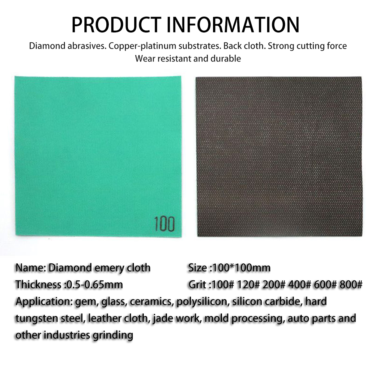 Papel de lija de lámina de cobre de tela de esmeril de diamante cuadrado de 100x100mm 50x100mm para molde de aleación de acero vidrio Jade molienda DIY