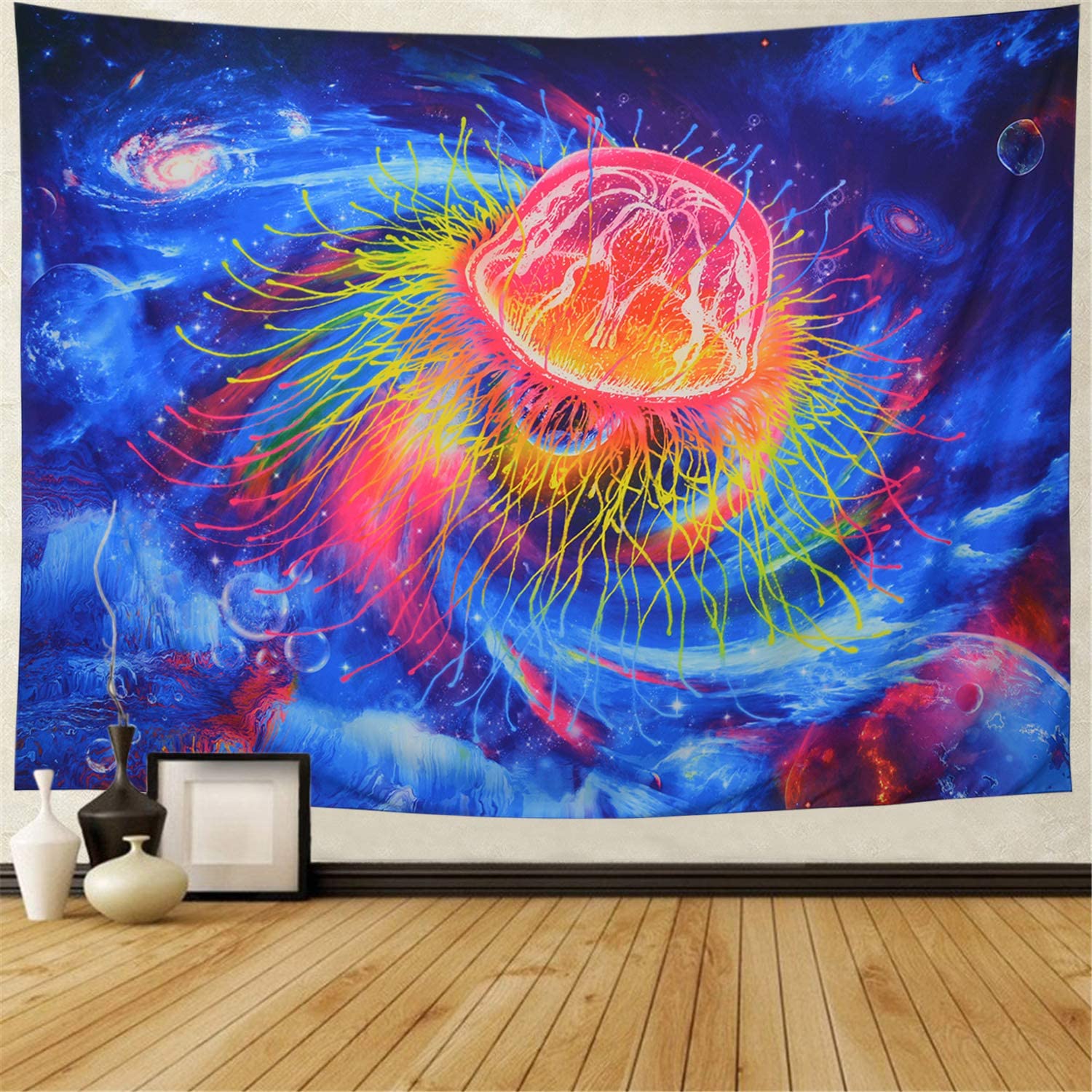 Psychedelische Kwallen Trippy Galaxy Ruimte Tapestry Magic Aquarel Cosmic Fantasy Nebula Wandtapijten Wall Opknoping Voor Slaapkamer