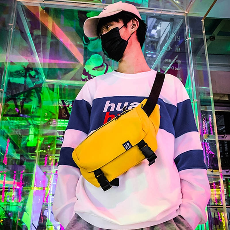 Riñonera Unisex con personalidad Hip-hop, bolso de hombro de , bolso de nailon de gran capacidad