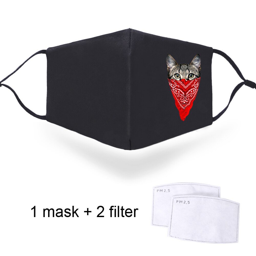 Máscaras de dibujos animados de con estampado Kawaii antipolvo para hombre y mujer, máscaras gruesas reutilizables y resistentes al viento de gran: C0210