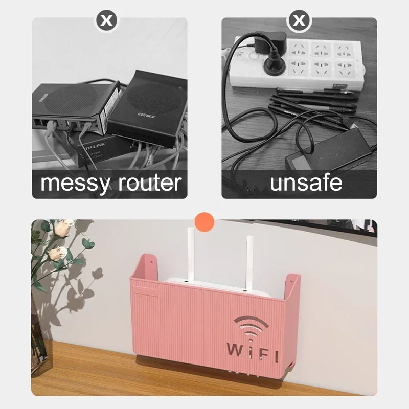 Wireless Wifi Router Storage Box Plastic Wall-mounted Cable Power Bracket Organizer Shelf Home Decor cajas organizadoras