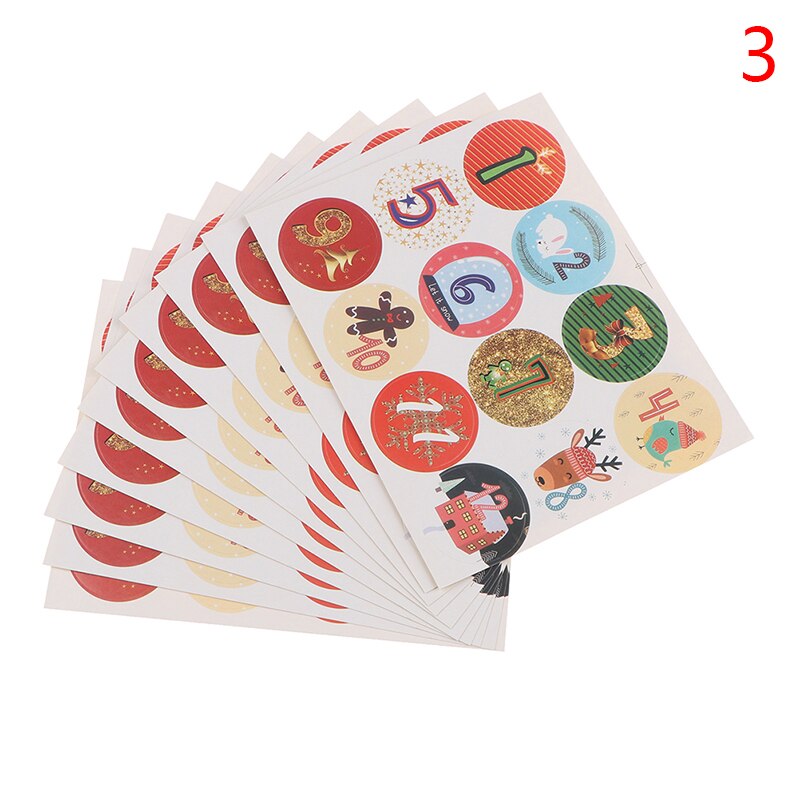 Pegatinas de calendario con cuenta regresiva de Adviento para Navidad, 120 Uds., bolsas de , sellos de etiquetas: 3