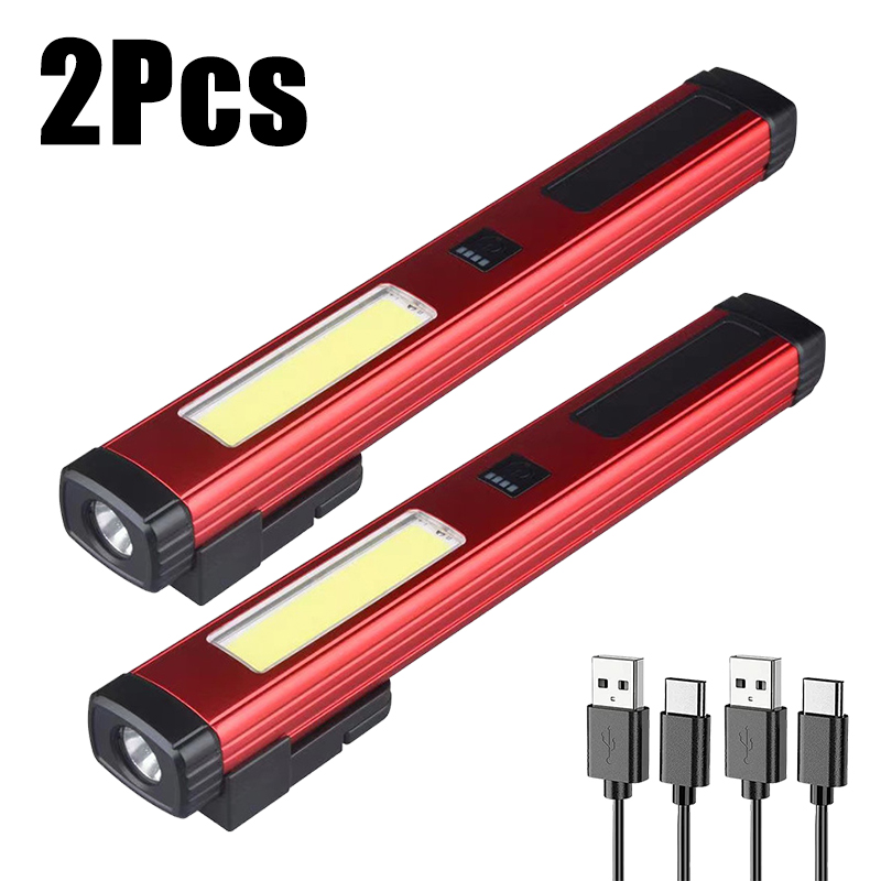 Mini tragbare LED-Stift lampe Kolben Seiten licht Boden Magnet Taschenlampe mit Stift Clip eingebaute Batterie Typ C wiederauf ladbare Arbeits lampe: Blau