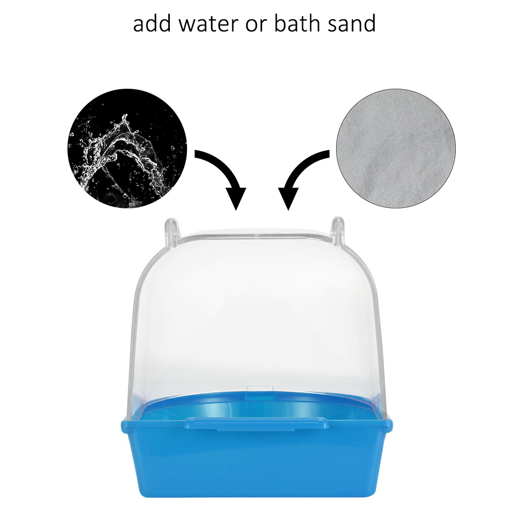 Bird Bath Bathtub Bath Box Bird Cleaning Tool Cage Accessories Parrot Bath Transparent Plastic Hanging Tub Shower