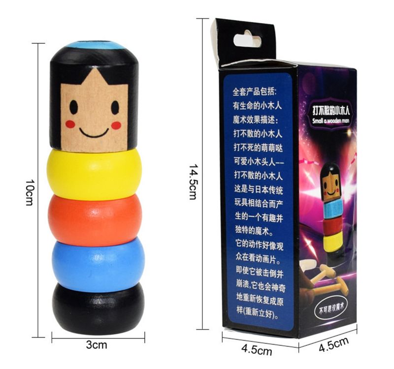 1pc/ sets magische houten poppen voor kinderen, grappige trucs, komedie, magie, rekwisieten, onsterfelijke poppen, straatkunst voor kinderen