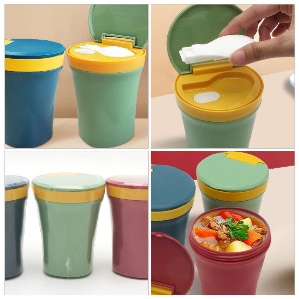 450ML Microwaveable Soup Cup Soup Container with Lid Spoon for Friends Family