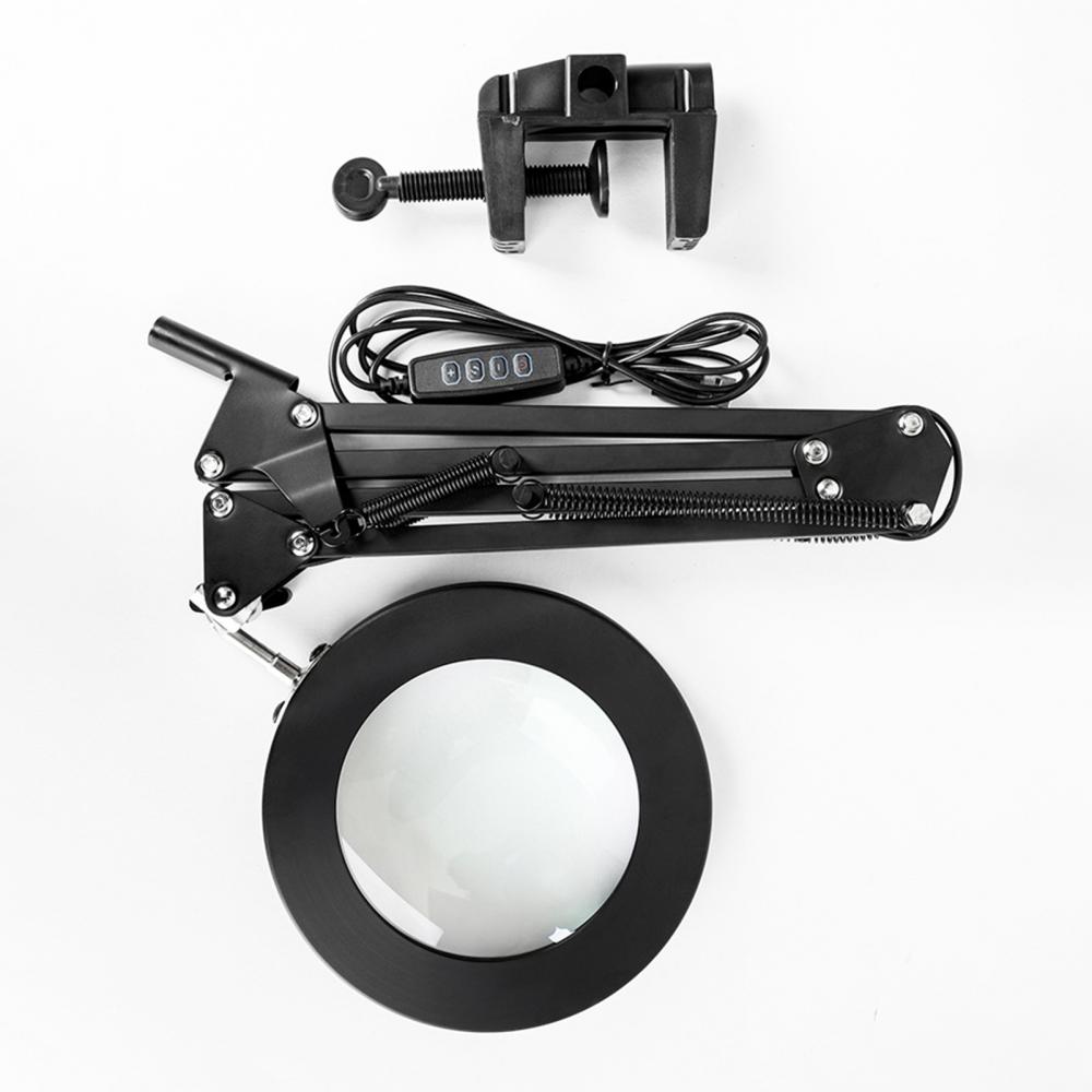 160mm 8X Illuminated Magnifier USB 3 Colors 64 LED Magnifying Glass Table Lamp lamp is powered connected with computer or laptop