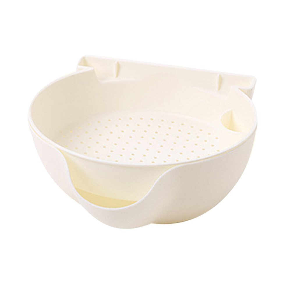 Double fruit tray drain basket PP Double-layer Home use Lazy candy tray box Kitchen Living room Nibbling: Beige