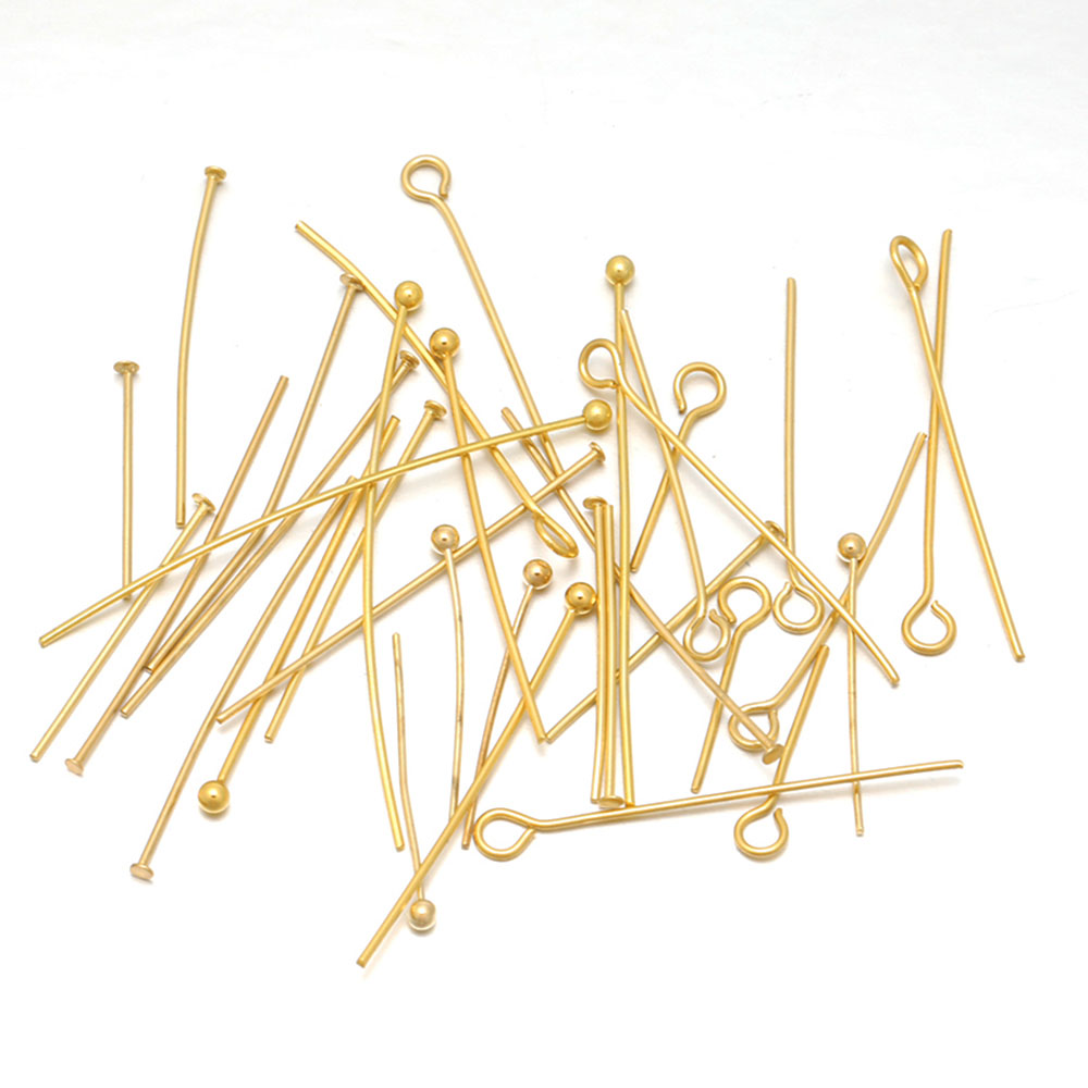 100/50 Uds. Cabezas de acero inoxidable, alfiler de cabeza plana, alfileres de cabeza de bola de Color dorado para accesorios de joyería DIY