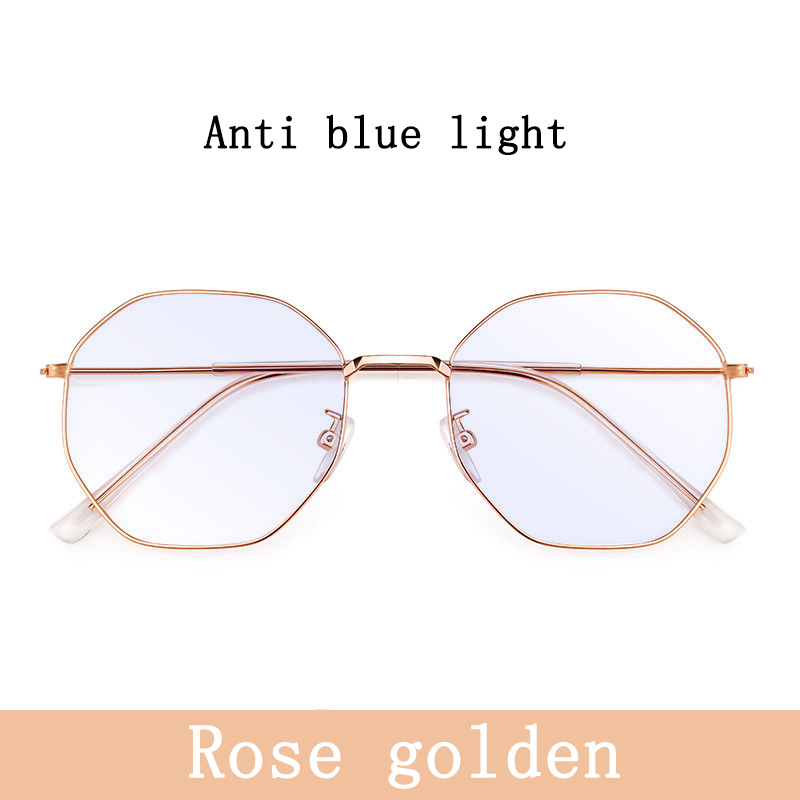 Polygon anti blå lys briller unisex hip hop almindelige briller til mænd kvinder metal ramme briller til bryllupsfest briller: Blåt lys gyldent