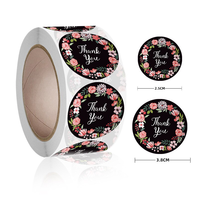 Thank You Flowers Sticker Paper Labels Round Reward scrapbooking Stickers Wedding Party decor Envelope Seals Stickers Stationery