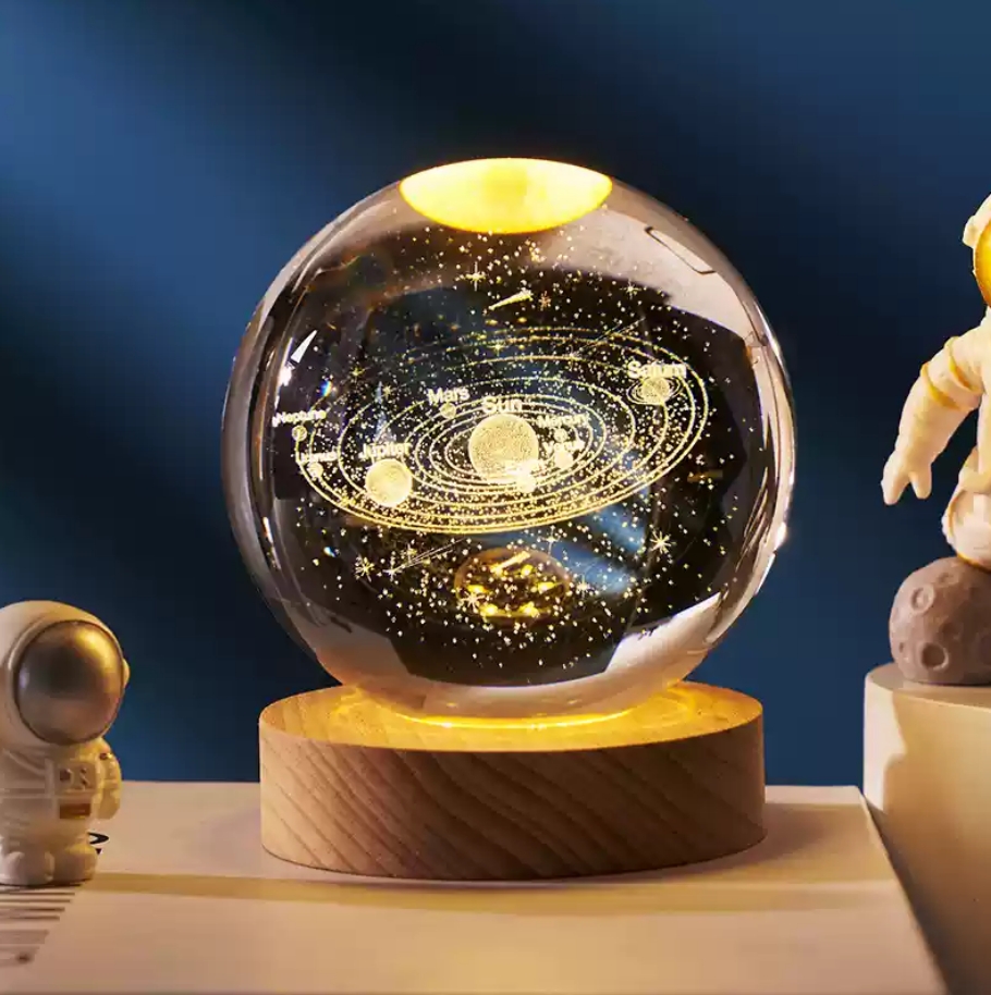 3d kristalllampor lampa glödande planetarisk galax nattlampa kristallkula nattlampor sänglampa heminredning jul: Beige / Vit