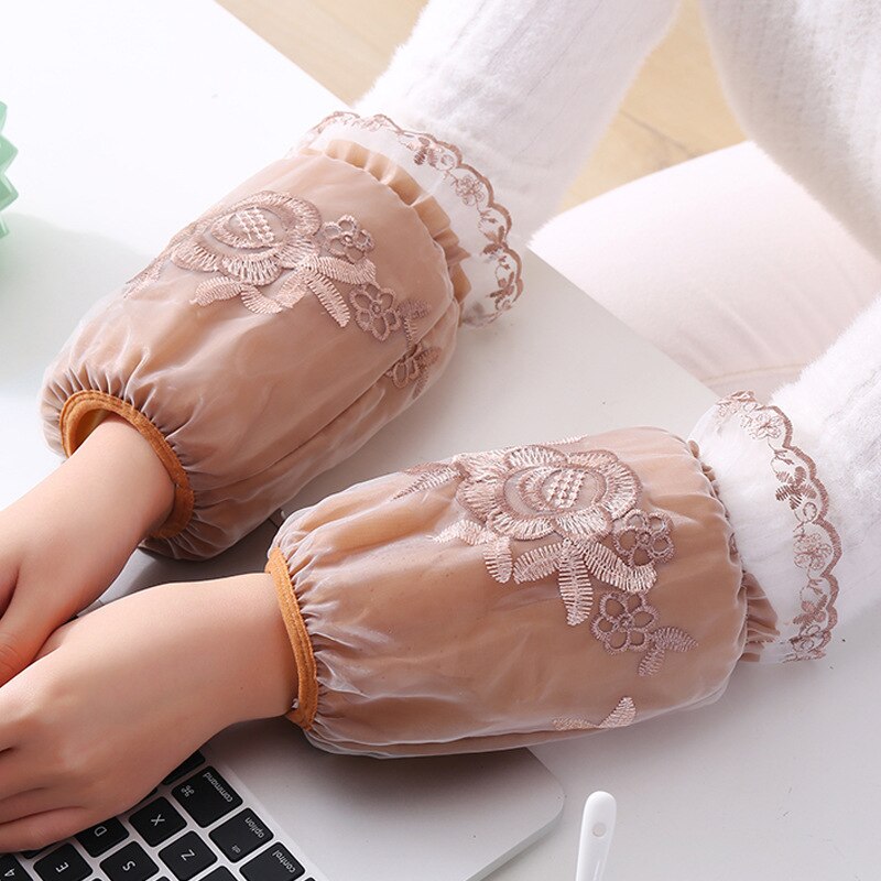 Double-Layer Embroidery Sleeve Female Office Short Sleeve Student Clothes Anti-Fouling Multi-Functional OversleeveLC495: color6