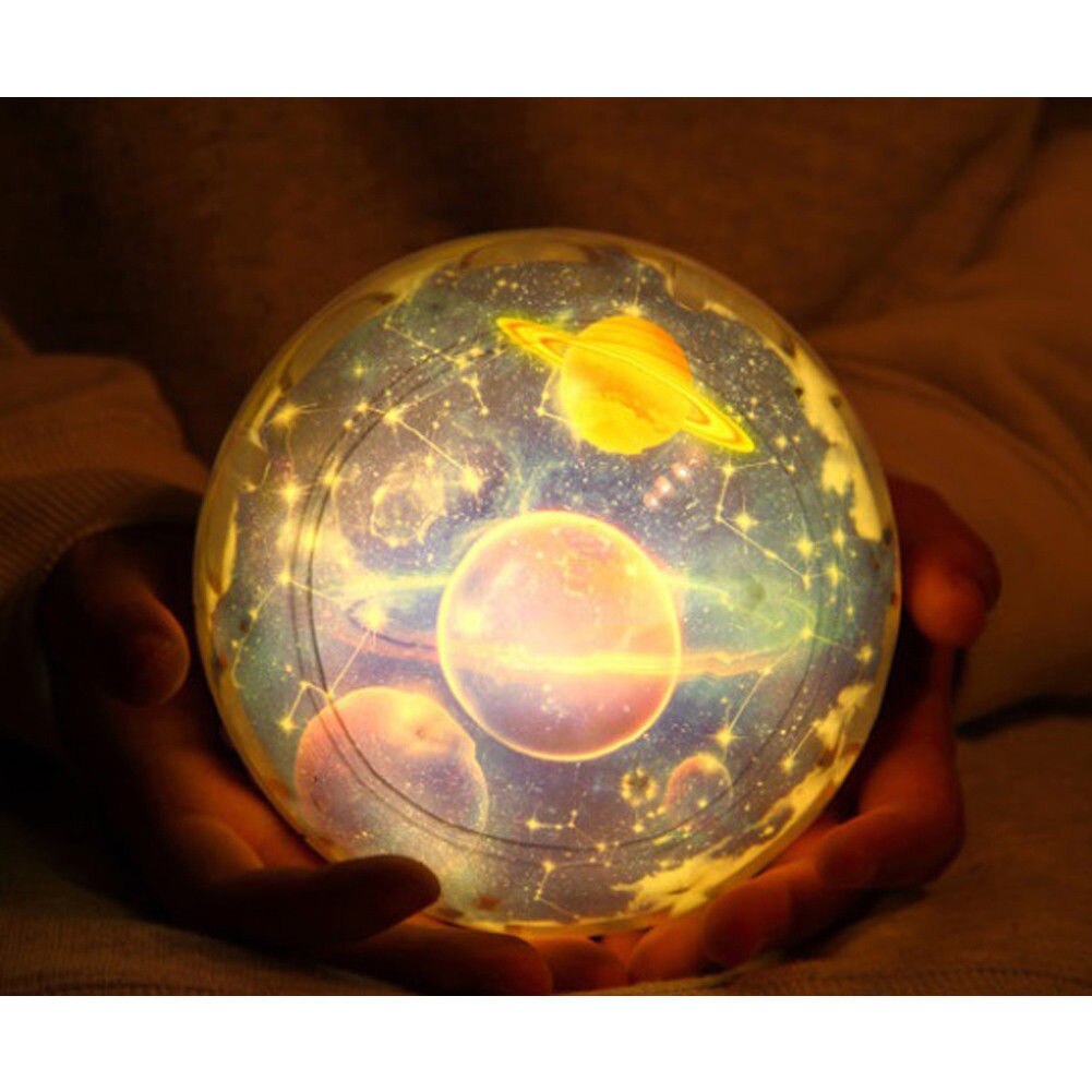 Jordunivers led lampe farverig roter blinkende stjerne børn baby stjernehimmel natlys planet magisk projektor: Fluorescensgul / Rotere