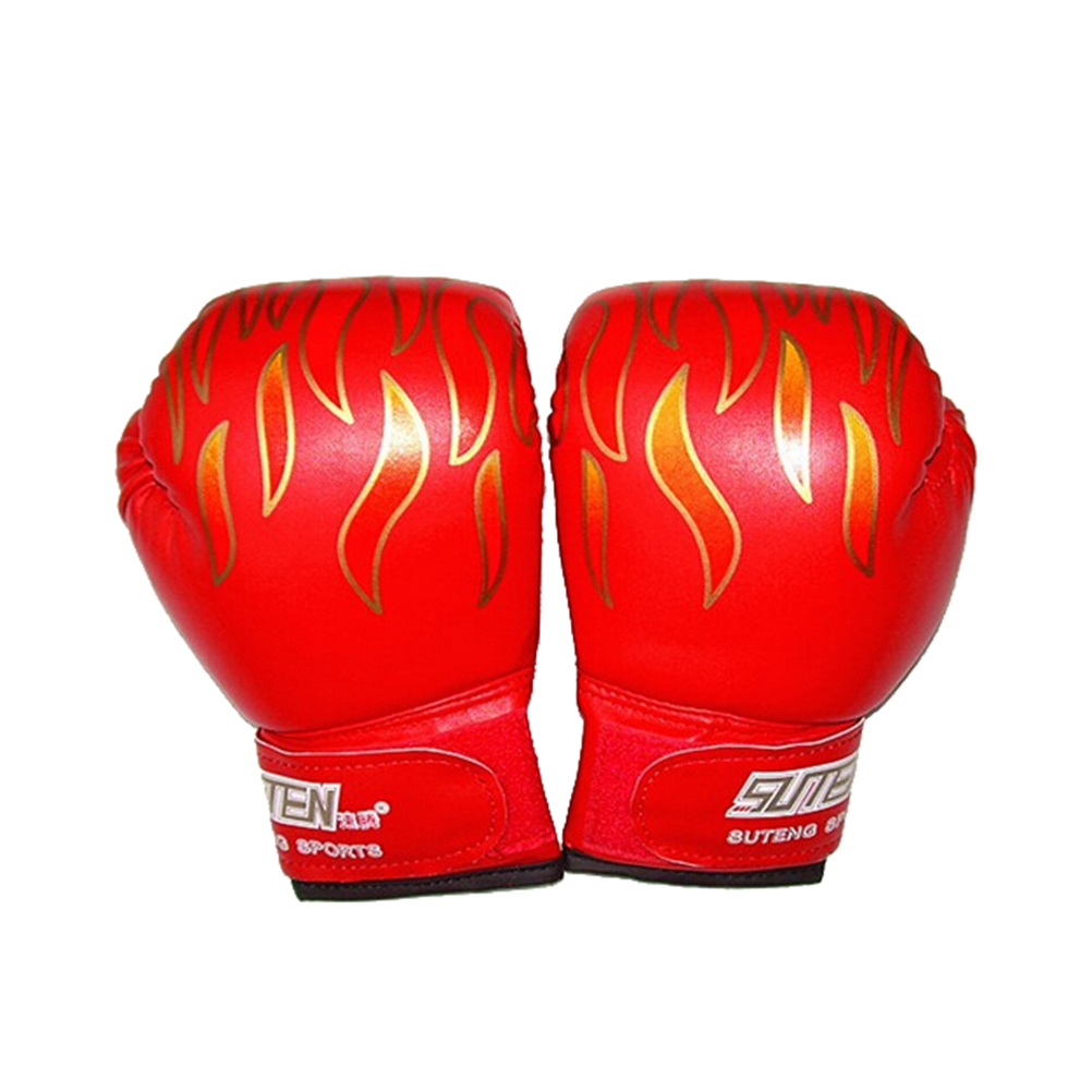 1 par PU niños de dibujos animados niño Sparring guantes de Kick Boxing de rojo Age5-12 negro/rojo/azul: Rojo