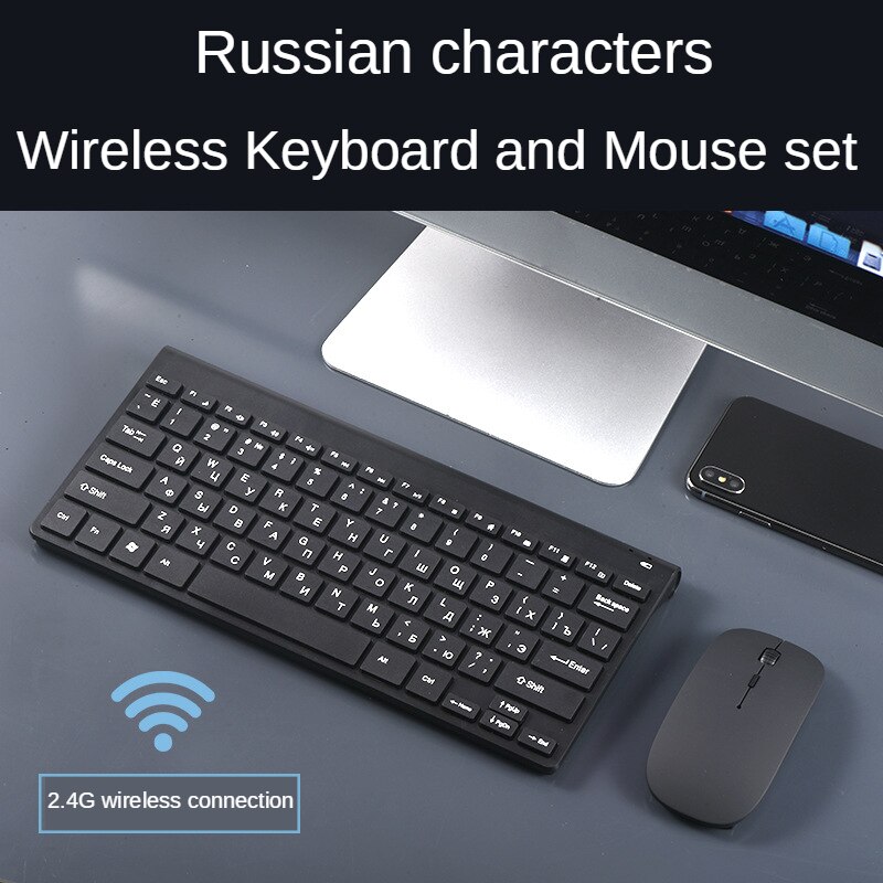 Bluetooth-compatible 2.4GHz Silent Bluetooth Wireless Keyboard and Mouse Combo Slim Keyboard Optical Mouse Set Russian Layout