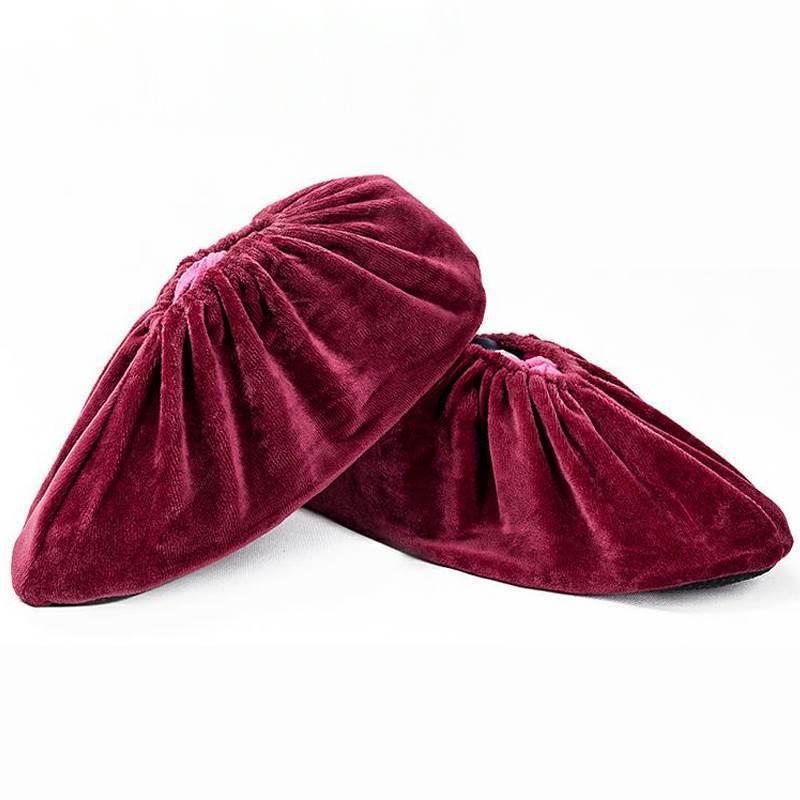 Couvre-chaussures en flanelle, tissu de maison lavable pour adulte, couvre-pieds épais antidérapant résistant à l'usure