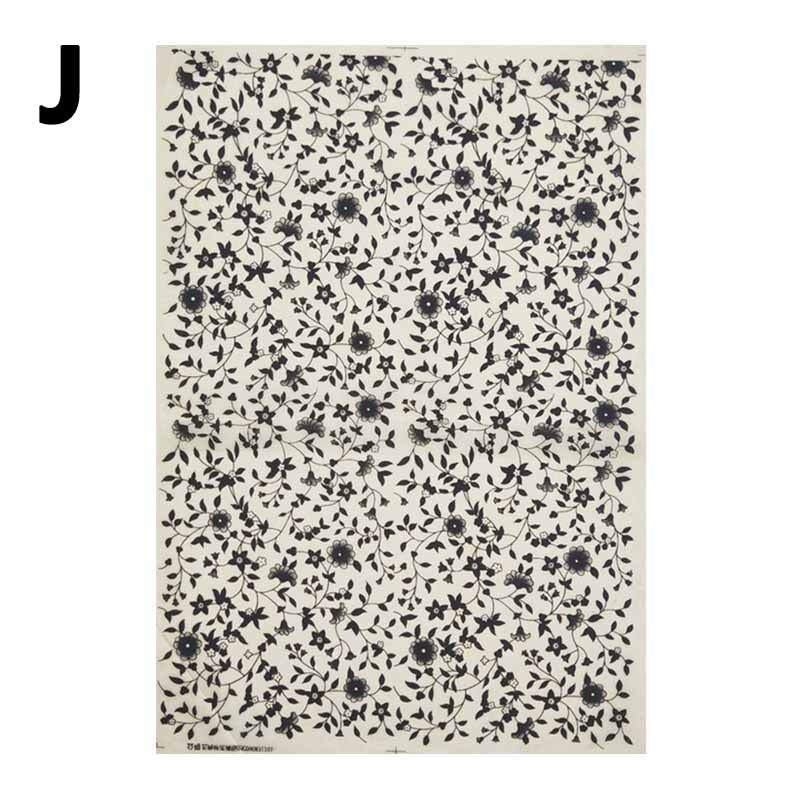 Keramikk Overføringspapir 53x37cm - Svart Glasur Blomst Dekal Høy Temperatur: J