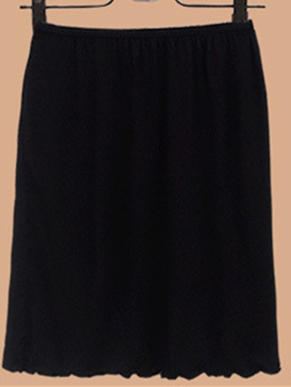 Skjørt skjørt med høy slits mini underskjørt kvinner underskjørt halv skjørt underskjørt bomull casual mini basic skjørt: Svart