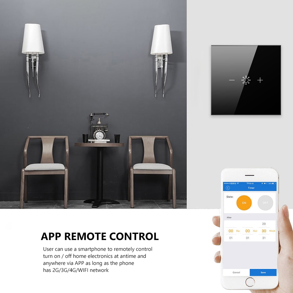 AVATTO Tuya Led Touch Wifi Dimmer Light Switch, Smart Strip Bulb Dimmer Switch with APP, Voice Remote for Alexa, Google Home