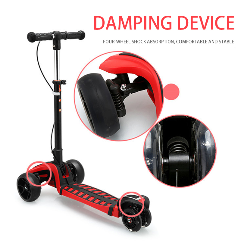 FJ0059 tricicli per Scooter per bambini bambino bambini pieghevole piede Scooter altezza regolabile PU ruota lampeggiante LED calcio Skateboard