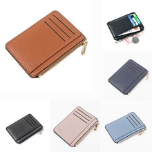 1pcs Slim Women Card Holder Pu Leather Unisex Zipper Business Card Case Men Credit Mini Cards Holder Wallet