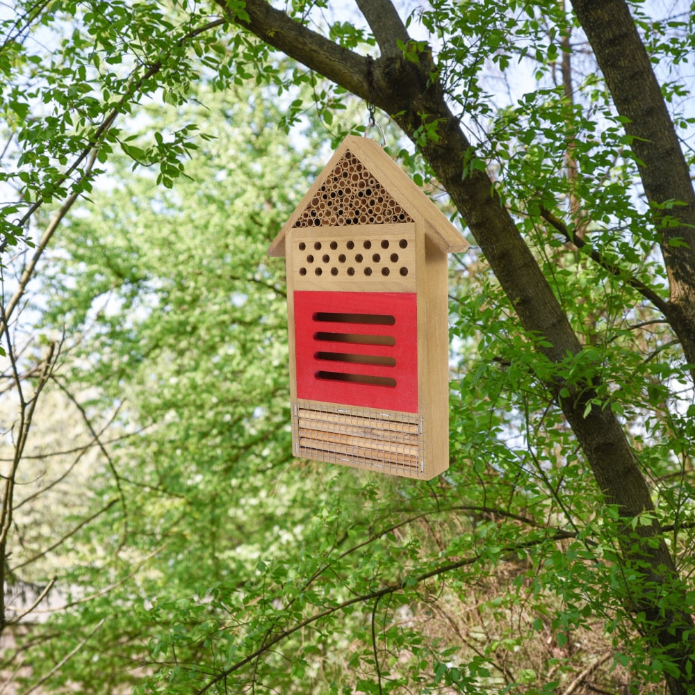 Bee House Hotel for Solitary Bee Outdoor Hanging Wooden Bee House Garden