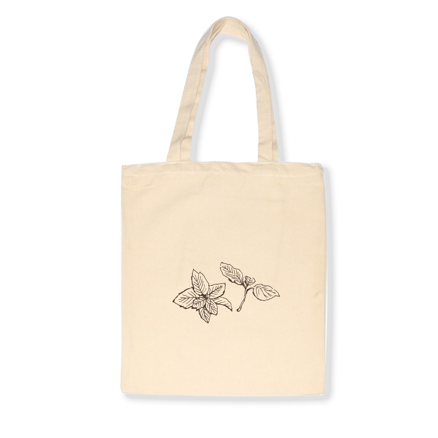 Bolso de hombro estampado de flores para mujer, con dibujo de líneas, estilo estudiante, Eco Harajuku, gran capacidad, arte literario: B5-23BEIGE