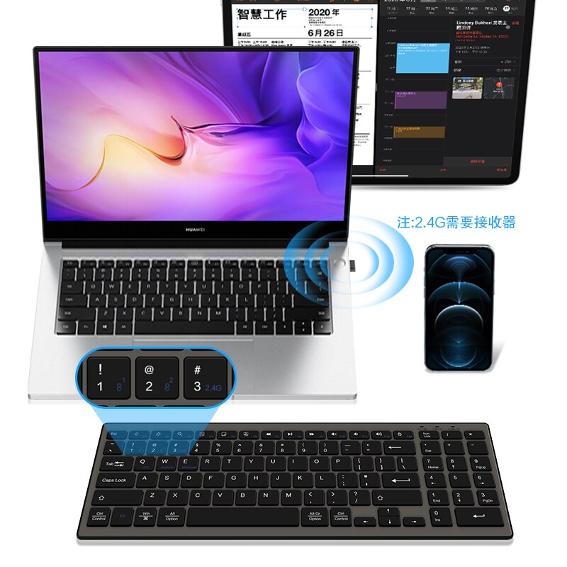 Ajiuyu Bluetooth Toetsenbord Voor Lenovo Thinkpad Dell Hp Asus Acer Samsung Lg Huawei Oppervlak Laptop Notebook Tablet 2.4G Draadloze