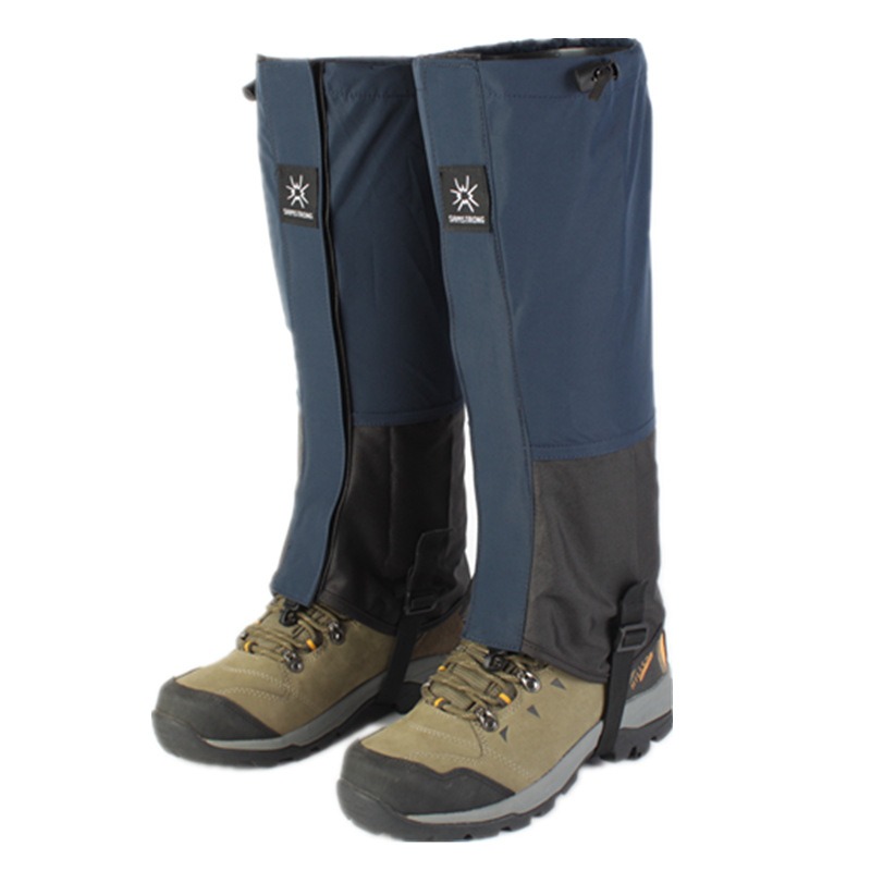 Polainas para botas de nieve para senderismo, ligeras y ajustables, a prueba de agua, nieve y arena, con correa de goma para el pie para senderismo, montañismo: Azul