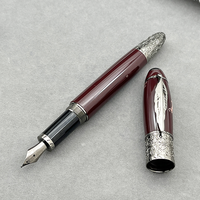 Yamalang Luxury Rollerball Ballpoint Fountain Pen M B Maple Leaf on Pen Clip Business School Office Writing Stationery: black color / Brown