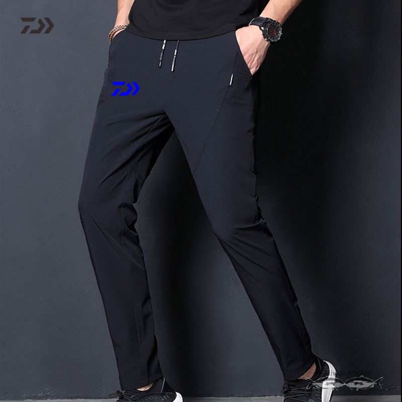 Daiwa Cotton Solid Fishing Men Pants Winter Drawstring Fishing Breathable Hiking Sport Pant Thermal Anti-Shrink Fishing Clothes