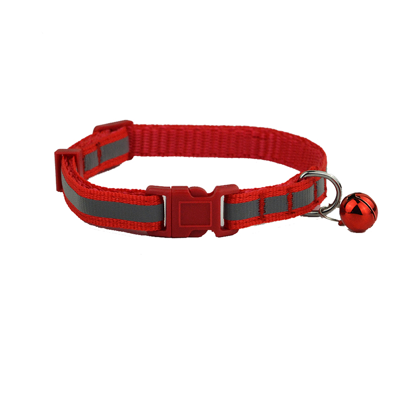 2 maten Nylon Reflecterende Halsband Kleine Kant Hond Kat Poppy Huisdier Kraag met Bel: Red / Neck    27  to 42cm