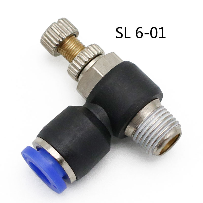 Pneumatischer Geschwindigkeitsdurchflussregler, 8 mm, 6 mm, 10 mm, 12 mm Außendurchmesser, Schlauchrohr, 1/4 Zoll BSP, 1/8 Zoll, 3/8 Zoll, 1/2 Zoll männliches Gas-Luftstrom-Endventil, Schnellmontage: YELLOW