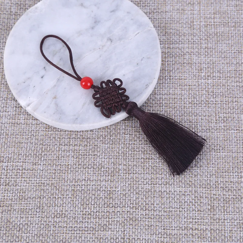 2/5 st 5cm festliga tofsar hänge kinesisk knut sidentofsar sömnad gardinberlocker tofs gör-det-själv-pyssel smyckestillverkning dekor: M / Brun