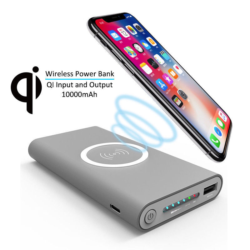 Qi Drahtlose Ladegerät Power Bank 10000 mAh 10000 mAh Poverbank Externe Batterie Drahtlose Aufladen Power Für Handy
