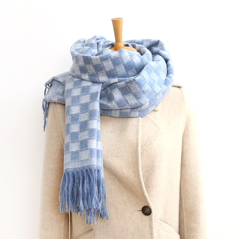 Jesienno-zimowa damska szalik w kratkę moda damska szale szerokie kraty długi szal koc robić owijania ciepły Tippet