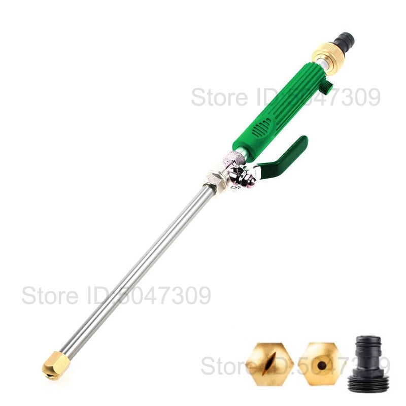 High Pressure Water Gun 46cm High Power Power Jet Garden Washer Hose Wand Nozzle Sprayer Watering Spray Sprinkler Cleaning Tool: Green no Tube