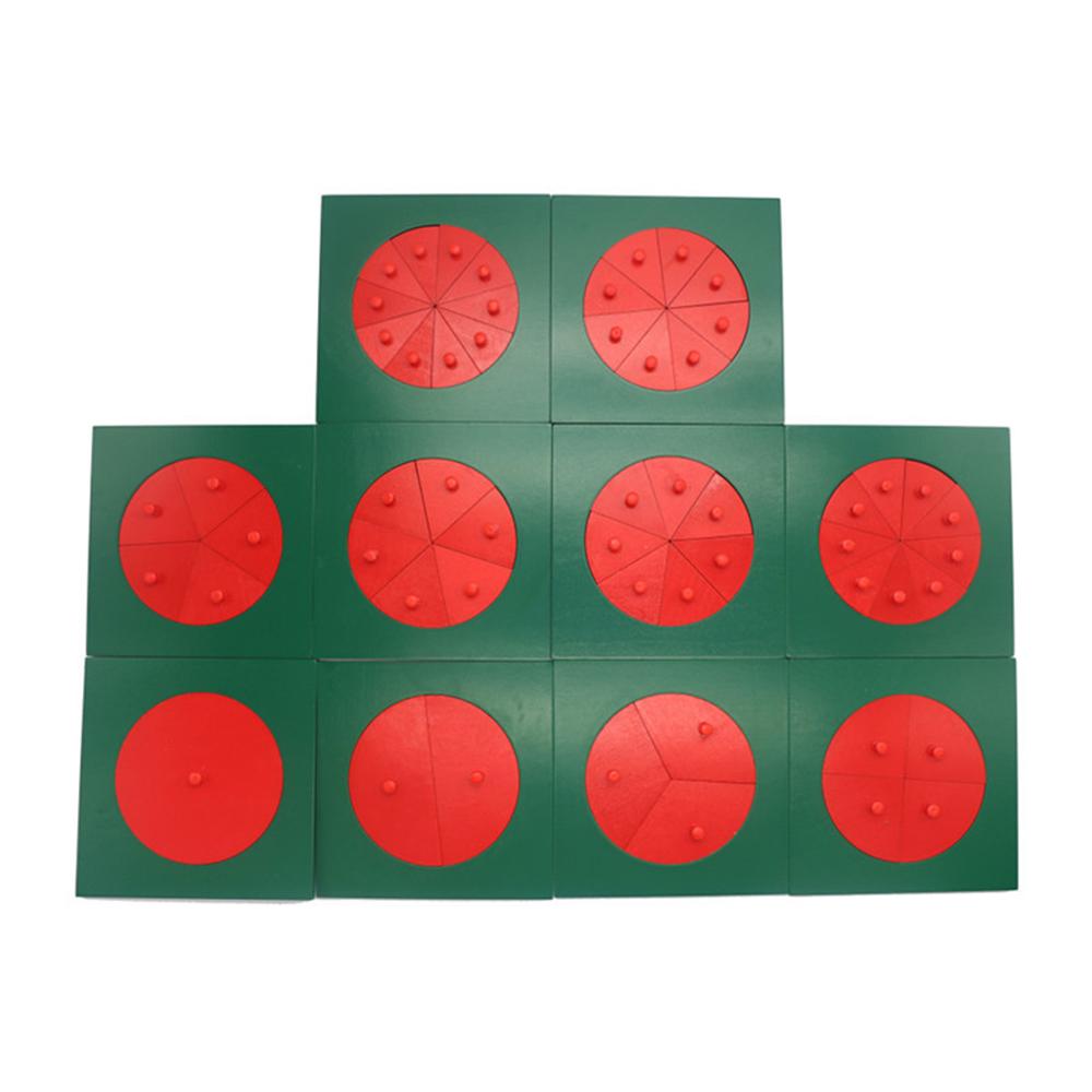 Wooden Fraction Circles 1-10 Counting Fractions Educational Wood Toys