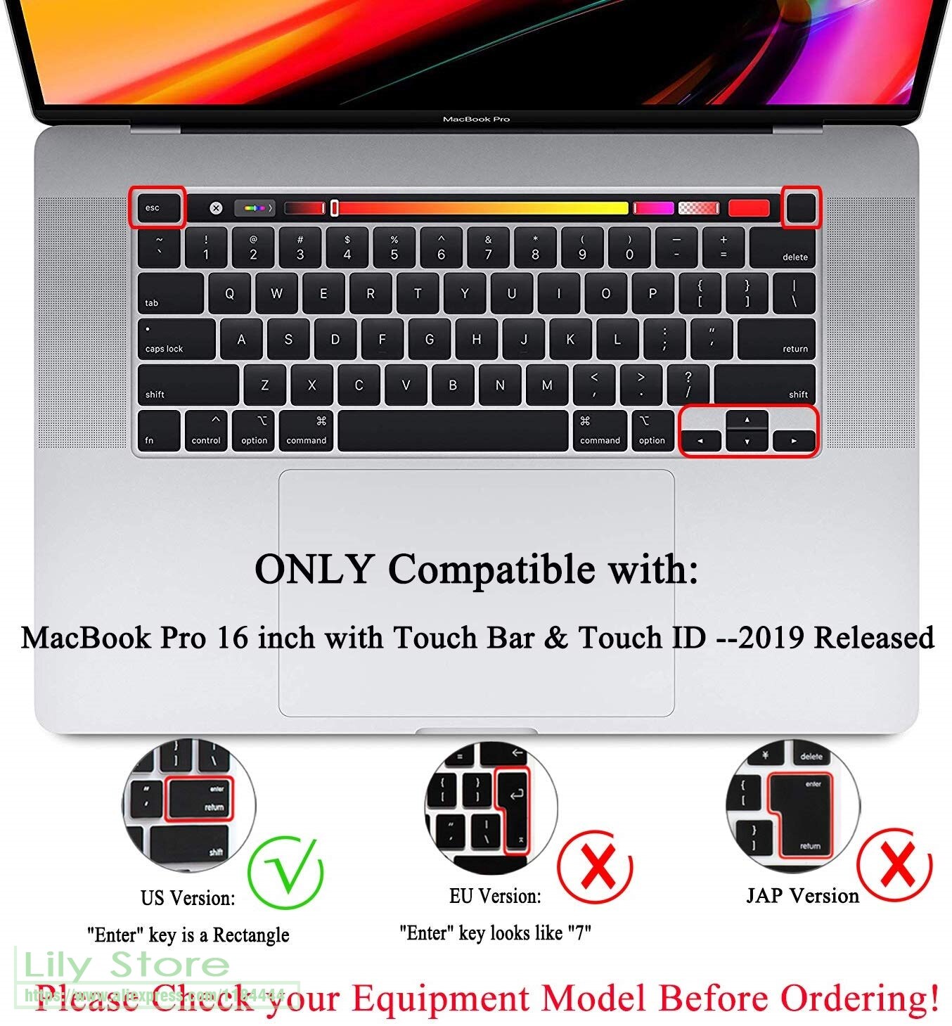 Silicone Keyboard Cover Protector Silicone Skin for MacBook Pro 16 inch Release with Touch Bar & Touch ID A2141