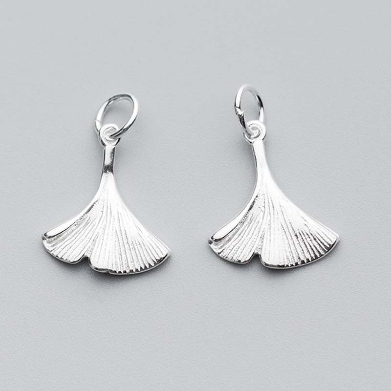 Fantazyjny liść Ginkgo rękodzieło urok z pierścieniem 16x14mm 925 srebro dyndać zawieszki dopasowanie bransoletki kolczyki zrobienie DIY biżuteria