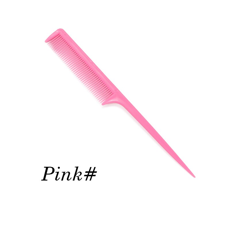 1Pcs/Lot Fine Teeth Hair Brush Comb Detangling Plastic Rat Tail Comb Hair Dressing Combs For Salon Hair Style Tools Cutting Comb: Pink