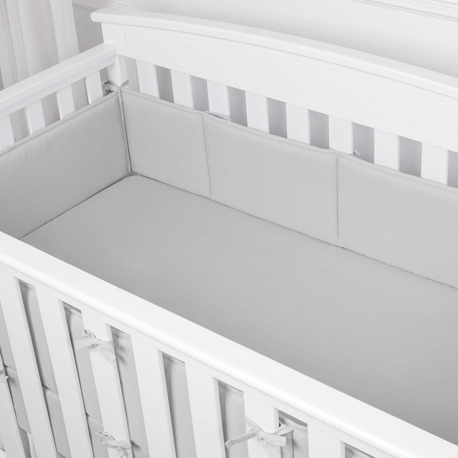Breathable baby breathable mesh crib liner for mother and baby, 4 panels and protector for cot
