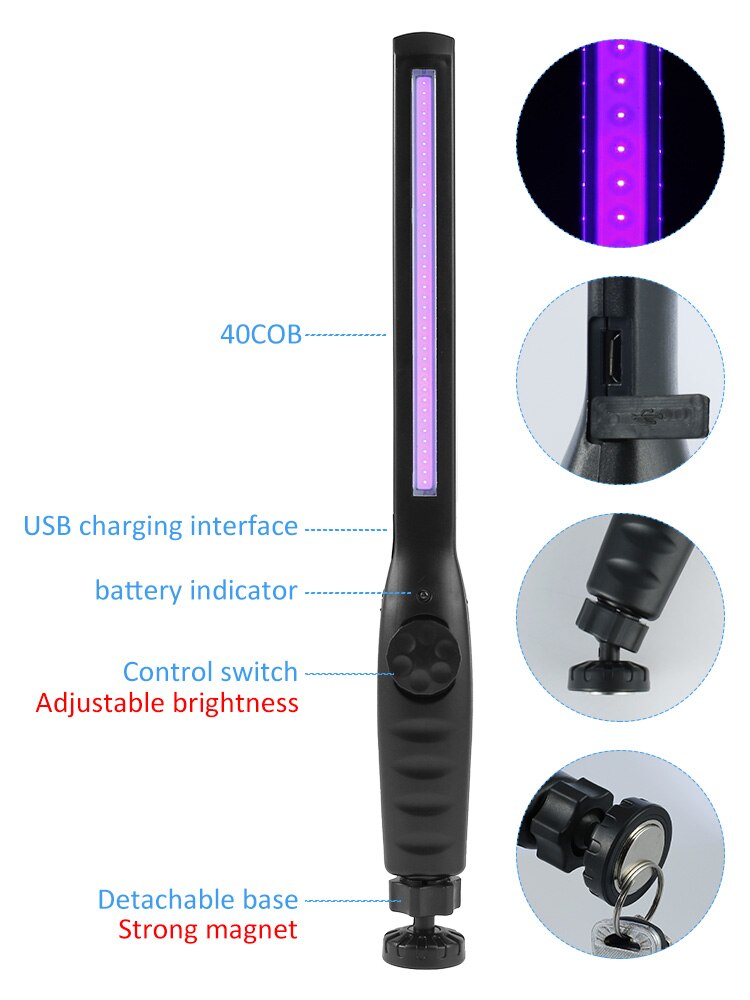 Portable Ultraviolet Light UVC Germicidal Lamp High Efficient Handheld Ultraviolet Lamp for Home School UV Sterilizer Light