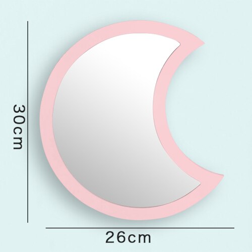 Moon Shape Mirror Home Decor Bathroom Living Room Decorations Vanity Mirror Wall-mounted Punch-free Bath Vanity Tools: C