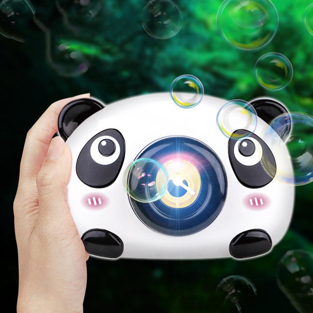 Kinderen Leuke Cartoon Panda Vorm Waterdichte Bubble Camera Met Kleurrijke Knipperlicht Muziek Speelgoed
