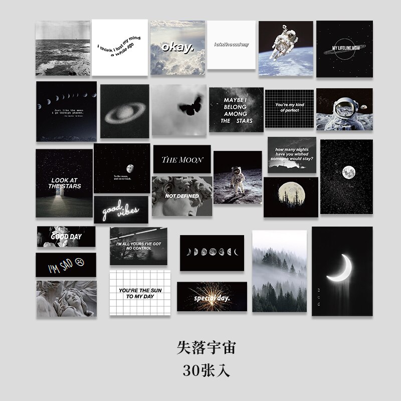 30 pcs/lot INS photo sky Flowers stickers DIY diary Journal decoration label aesthetic sticker album scrapbooking Notebook: D Lost Universe